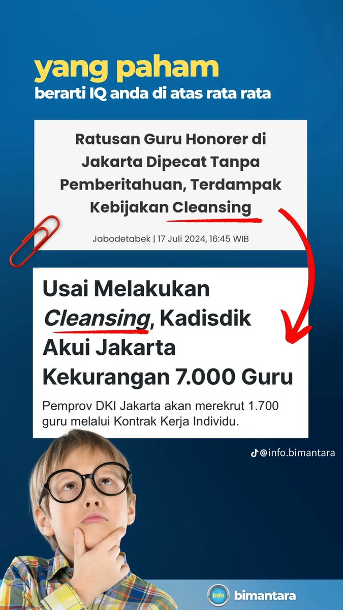 Habis cleansing Kadisdik akui Jakarta kekurangan 7000 guru, kok jadi mirip pakde😓