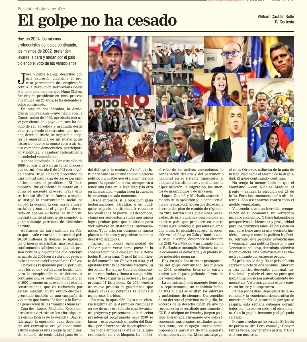 planwac's tweet image. Hoy comento la descripción de José Vicente Rangel y Aristóbulo Istúriz sobre el comportamiento político de la oposición en estos 25 años. "El golpe continuado" "la enfermedad de las dos patas".
Este domingo se prepara una nueva operación mediática y en redes sociales con el…