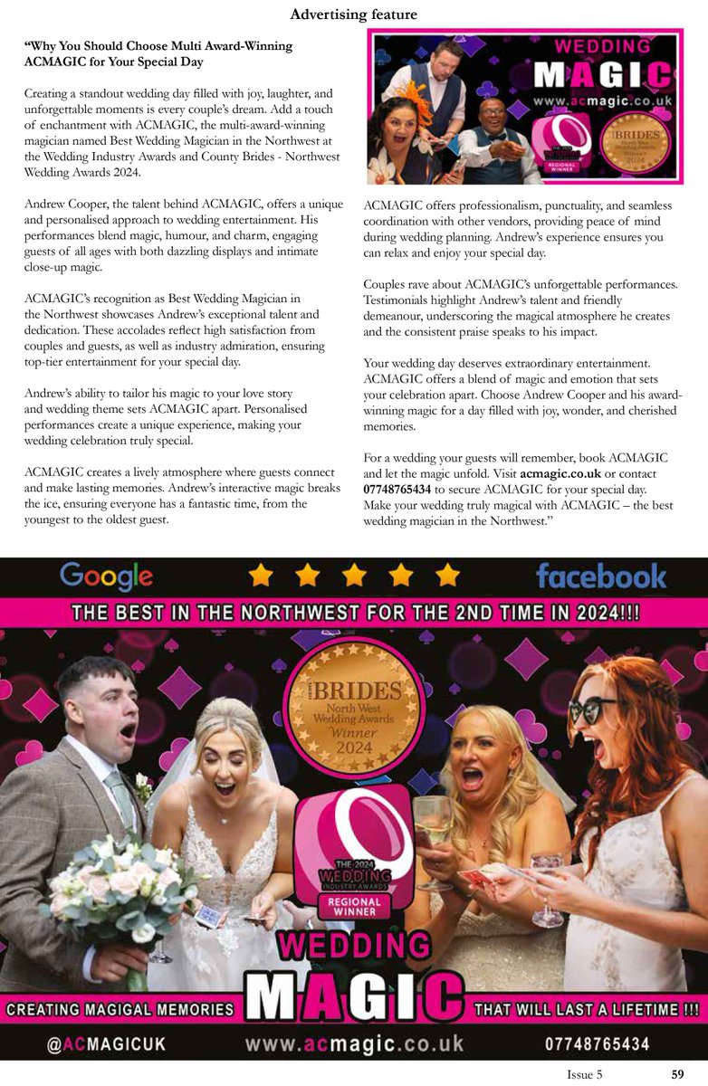 DevilTreeMedia's tweet image. Everyone Loves Magic! If you have a #wedding  coming up in #Manchester then why not try The very talented Andrew Cooper at ACMAGIC. You can also see this article in the Next edition of the North West Living online tomorrow evening.