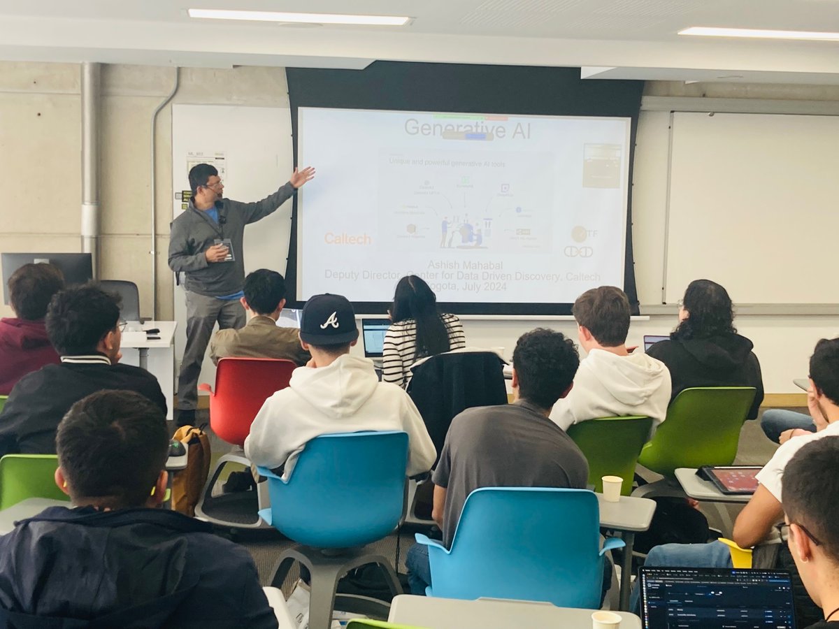 astro_ai_cfa's tweet photo. This week in Bogotá, Colombia, #AstroAI is co-organizing #MML2024, together with @IndustrialAndes @DISCuniandes. We are happy to have @aschig as the main lecturer, talking about Generative AI https://t.co/pODiQmJ5GI https://t.co/KHtgA0iaHc
