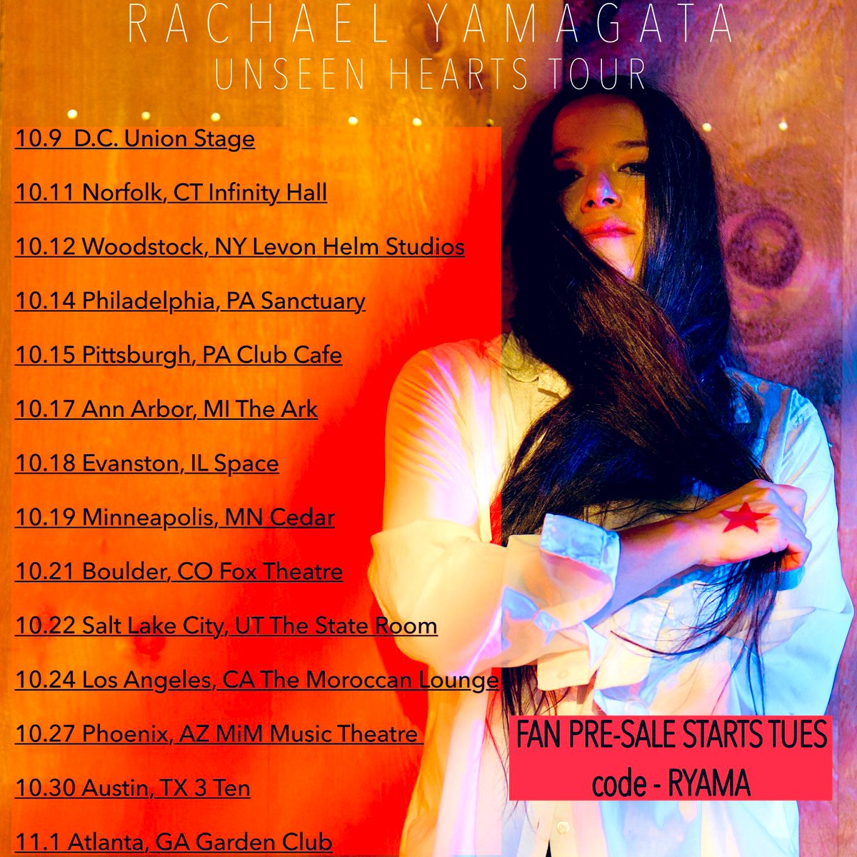 New record. Full band. Pre-sale starts Tuesday 10 am local time. Use code:  RYAMA ❤️❤️❤️