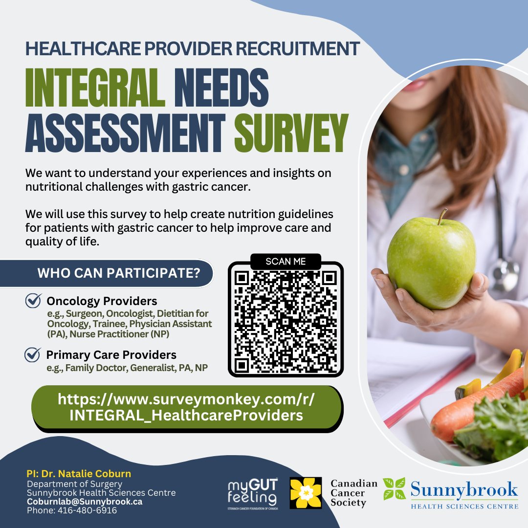 🚨Healthcare Providers 🚨

We are conducting a study on nutritional challenges for those affected by Gastric Cancer. We would LOVE to hear from you! 

Please take a moment to complete the survey by clicking on the link below:
surveymonkey.com/r/INTEGRAL_Hea…