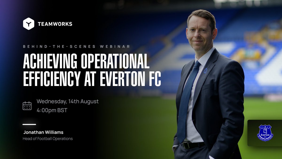 Our latest Behind-the-Scenes webinar is here!

Jonathan Williams, Head of Football Operations at <a href="/Everton/">Everton</a> FC, will explore the theme ‘Achieving Operational Efficiency.’

Register for on-demand access: explore.teamworks.com/everton-fc-web…