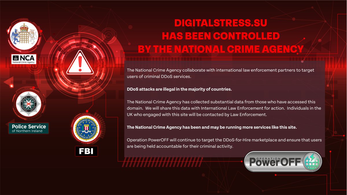 NCA_UK's tweet photo. The National Crime Agency has infiltrated a significant DDoS-for-hire service which has been responsible for tens of thousands of attacks every week across the globe.

Read the full story ➡️ https://t.co/XoB8r5MK93

@PoliceServiceNI @FBI https://t.co/IFKAyUEnjh