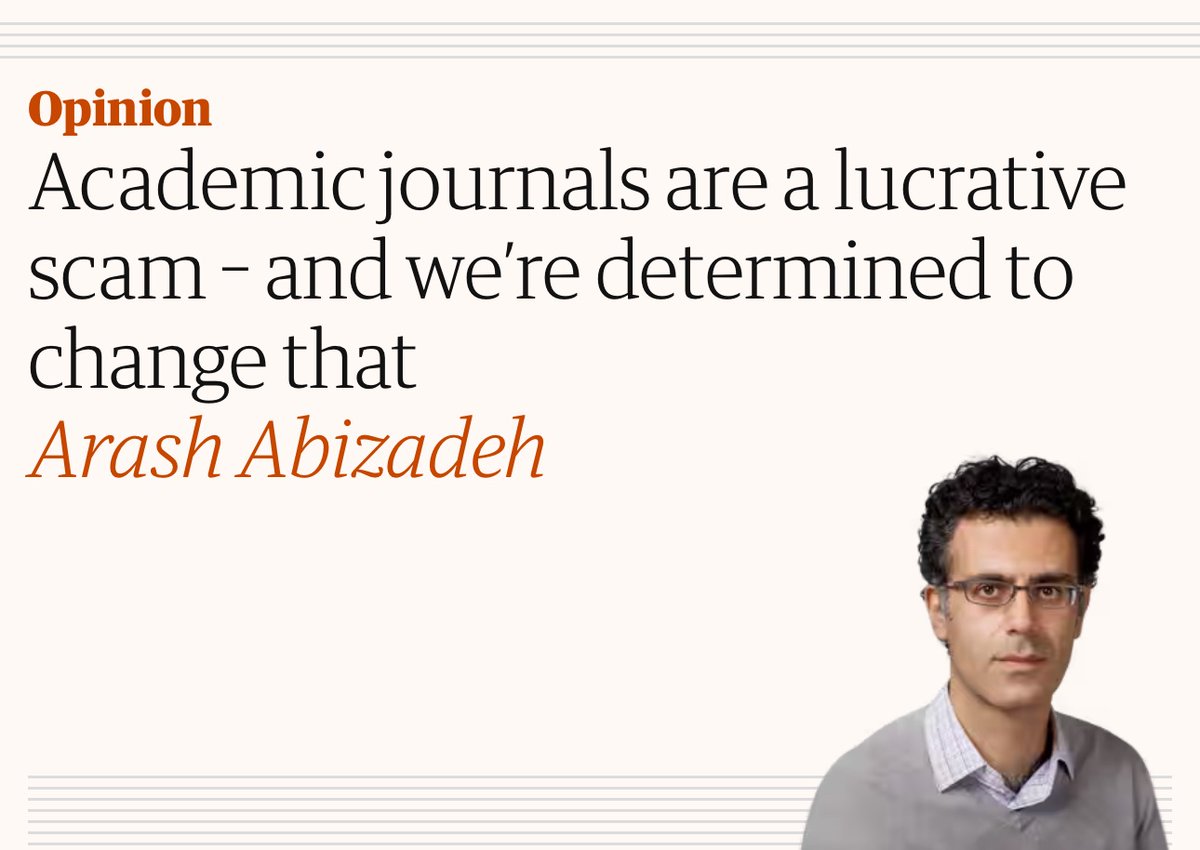 “Academic journals are a lucrative scam – and we’re determined to change that: Giant publishers are bleeding universities dry, with profit margins that rival Google’s. So we decided to start our own”: theguardian.com/commentisfree/…