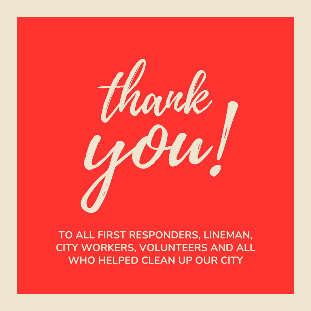 We would like to make an update saying the store is running back to normal. We would also like to thank every first responder, lineman, city worker, and volunteer who helped protect and clean up our city after disaster. Thank you to all of our customers who were patient with...