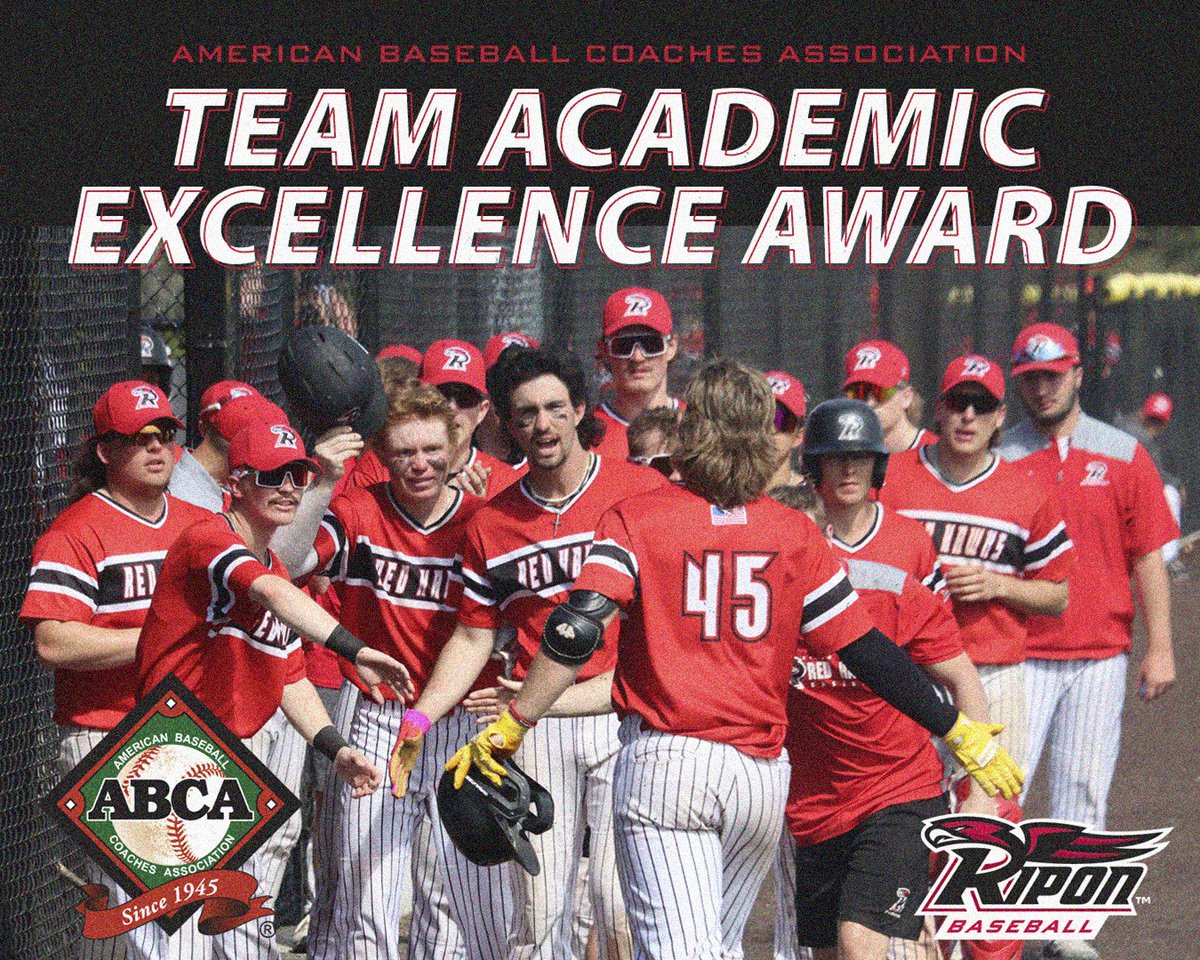 Excelling on and off the diamond! Congratulations to Ripon baseball for receiving the 2023-24 Team Academic Excellence Award, announced by the American Baseball Coaches Association on Wednesday!

#HawksFly | <a href="/RiponBaseball/">Ripon College Baseball</a>