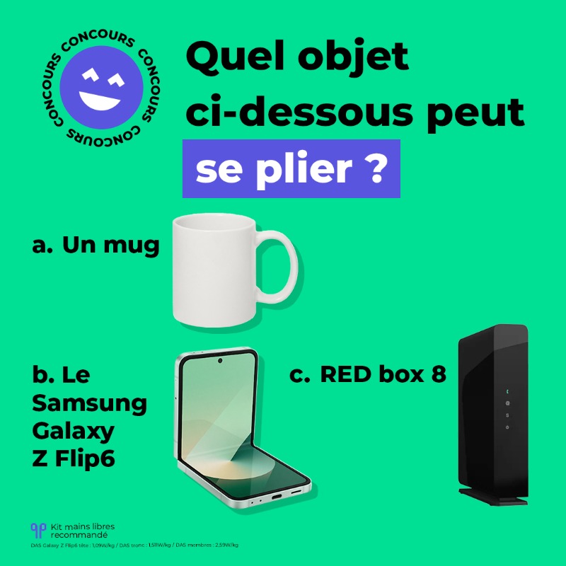 #CONCOURS Le nouveau téléphone pliable de <a href="/SamsungFR/">Samsung FR</a>, le #GalaxyZFlip6 est dispo et on te le fait gagner !

Pour participer :
✅ RT + Follow
✅ Partage la bonne réponse en commentaire (a, b ou c) avec le #REDLePartenaireDesVraisBonsPlans

🗓️ Participation jusqu’au 02/08.