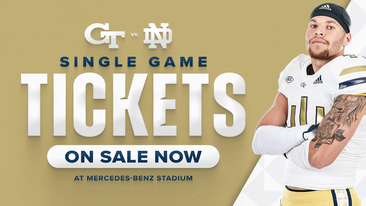 Georgia Tech Yellow Jackets (@gtathletics) on Twitter photo Get your <a href="/GeorgiaTechFB/">Georgia Tech Football</a> 🆚 <a href="/NDFootball/">Notre Dame Football</a> tickets 𝙉𝙊𝙒 🏈
⚠️𝗟𝗜𝗠𝗜𝗧𝗘𝗗 𝗔𝗩𝗔𝗜𝗟𝗔𝗕𝗜𝗟𝗜𝗧𝗬
🏟️𝐌𝐞𝐫𝐜𝐞𝐝𝐞𝐬-𝐁𝐞𝐧𝐳 𝐒𝐭𝐚𝐝𝐢𝐮𝐦
🎟️buzz.gt/FBsgt24
#StingEm 🐝 Get your <a href="/GeorgiaTechFB/">Georgia Tech Football</a> 🆚 <a href="/NDFootball/">Notre Dame Football</a> tickets 𝙉𝙊𝙒 🏈
⚠️𝗟𝗜𝗠𝗜𝗧𝗘𝗗 𝗔𝗩𝗔𝗜𝗟𝗔𝗕𝗜𝗟𝗜𝗧𝗬
🏟️𝐌𝐞𝐫𝐜𝐞𝐝𝐞𝐬-𝐁𝐞𝐧𝐳 𝐒𝐭𝐚𝐝𝐢𝐮𝐦
🎟️buzz.gt/FBsgt24
#StingEm 🐝