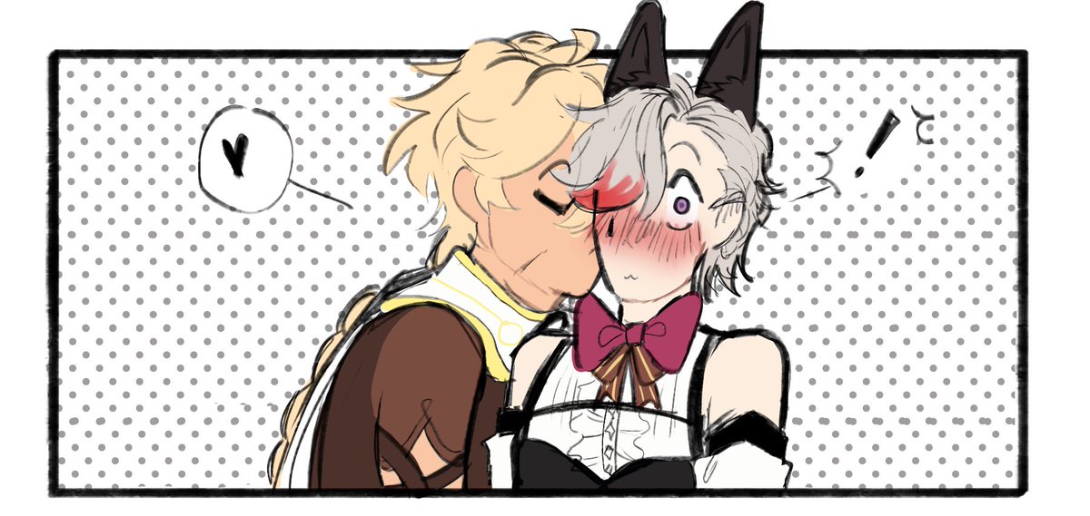 akamochii1's tweet photo. this was an old silly hc where lyney would turn into a cat if he felt intense emotions
so i digitalised it 
hope u like it
#aelyney #lyneyther #aelyn #lynther #空リネ #リネ空 #aether #lyney https://t.co/WWTwm1FsDW