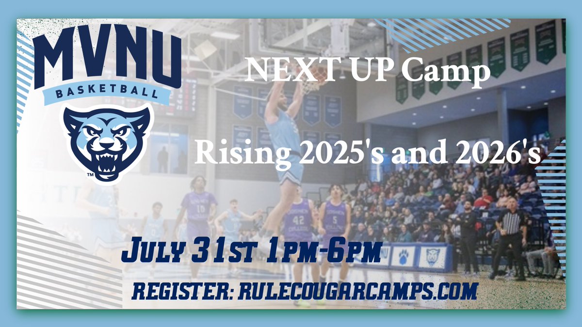 Multiple players on our current roster attended NEXT Up camp. Always very important days in our recruiting cycle.
✅Practice style setting 
✅MVNU style of play 
✅MVNU Skill development 
✅Recruiting seminar on ALL levels 
✅Inside look at our 🏀 culture 

See you inside Ariel