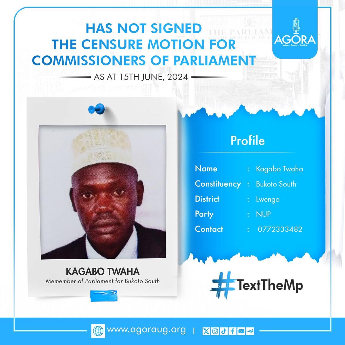 DrBerlinerMD's tweet photo. Text the Mp for Bukoto South and ask him why he has not signed the Censure motion against the Parliamentary Commissioners who partook in 1.7 billion Service Award Cash Bonanza #TextTheMP. https://t.co/WMSxaZrN1x