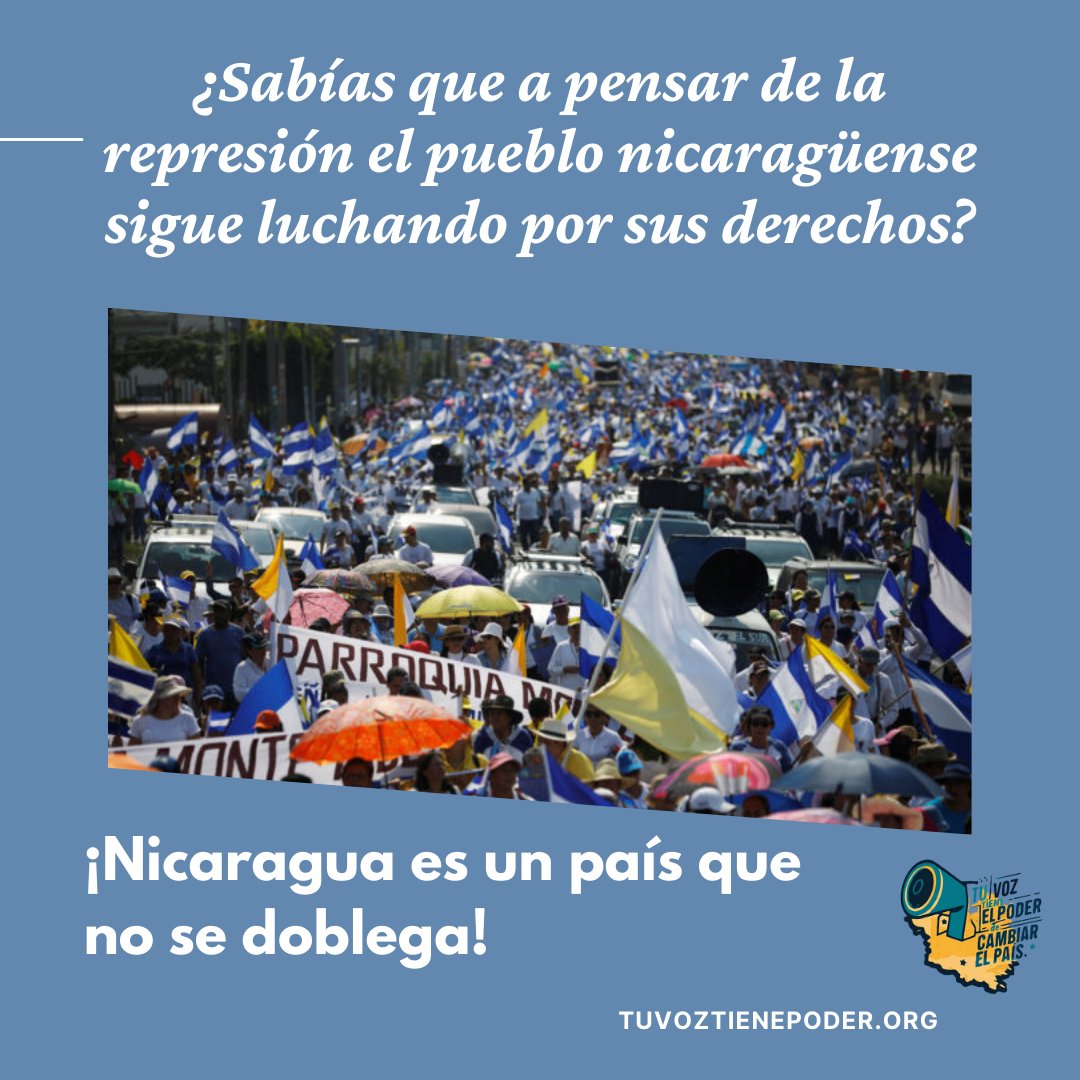 FundaLibertadNi's tweet photo. Nicaragua no se doblega.

¿Sabías que a pesar de la represión y las dificultades, el pueblo nicaragüense sigue luchando por sus derechos y por construir una sociedad más justa y democrática?
Su espíritu inquebrantable es un ejemplo de dignidad y resistencia.
#TuVozTieneElPoder https://t.co/pMGhgOvKaq
