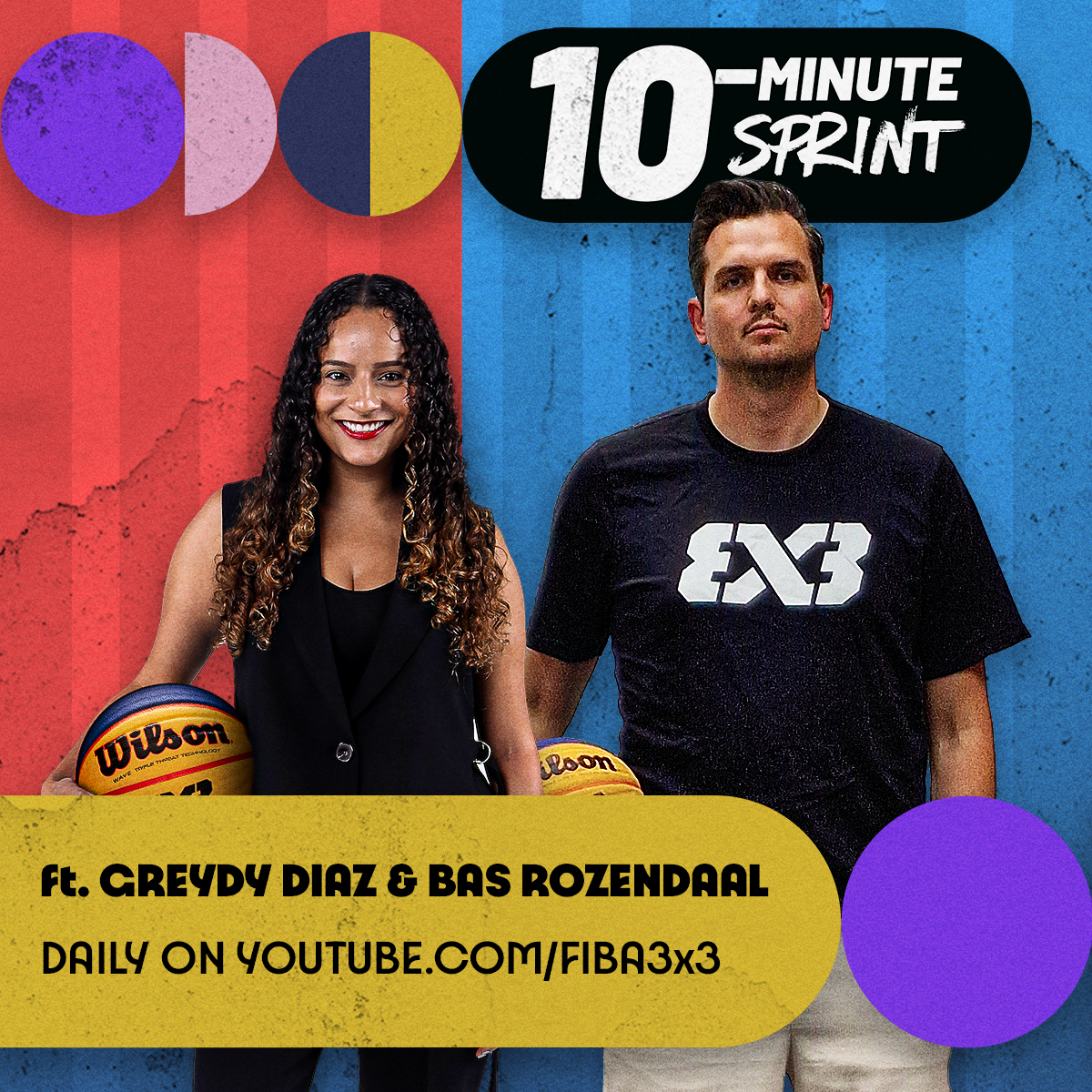 FIBA3x3's tweet photo. 📣 Presenting you the official #3x3Basketball live show "10-Minute Sprint" to cover the #Paris2024 #Olympics 

🎙Official hosts - @GreydyDiaz &amp; Bas Rozendaal

LIVE on your TV screens from July 28 to August 6 👉 tune in on FIBA3x3 YouTube channel🔥

#10MinuteSprint @FIBA