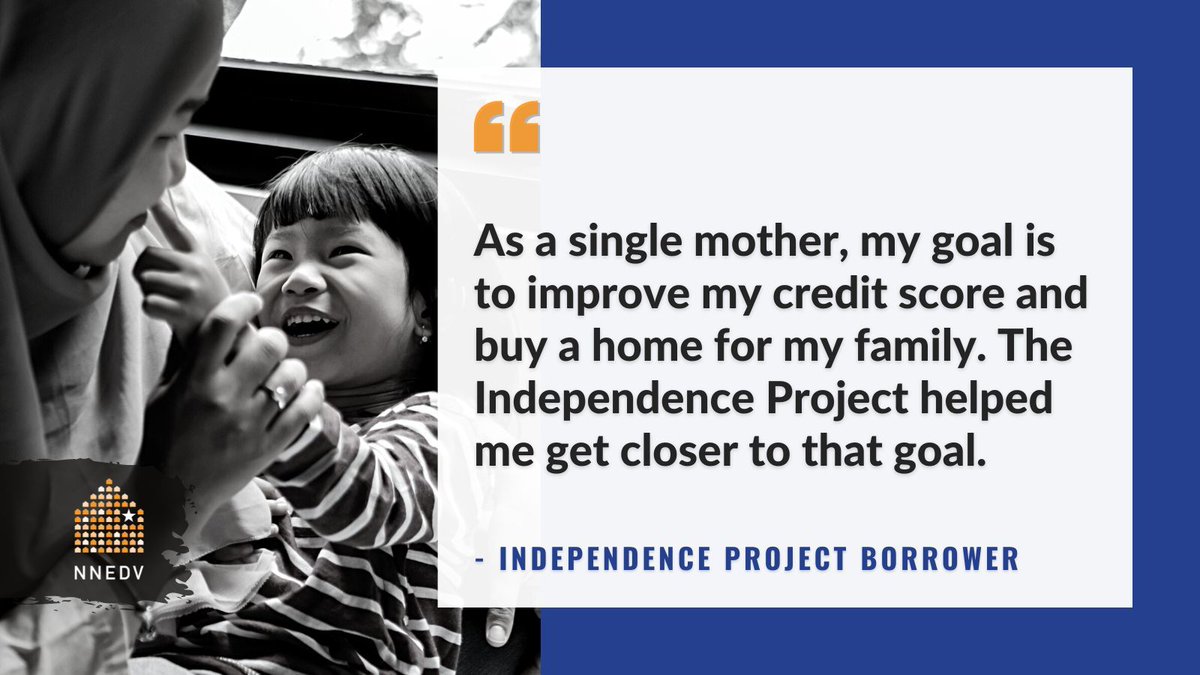 nnedv's tweet photo. NNEDV's #IndependenceProject helps survivors of financial abuse rebuild their lives and work toward their goals, like this borrower who's getting closer to owning a home for their family. 💙 Learn more about the project: https://t.co/BvLLlALmeb https://t.co/oCCZidHnjK
