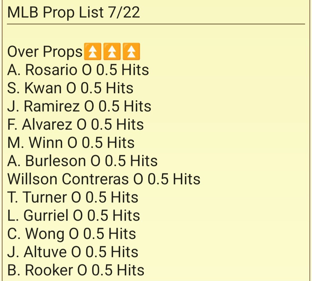 FindingProps's tweet image. MLB Prop List 7/22
Picks for the day
#SportsGambling #propbets #NBA #MLB #sportsbettingpicks #sportsbettingtwitter #sportsbets #sports