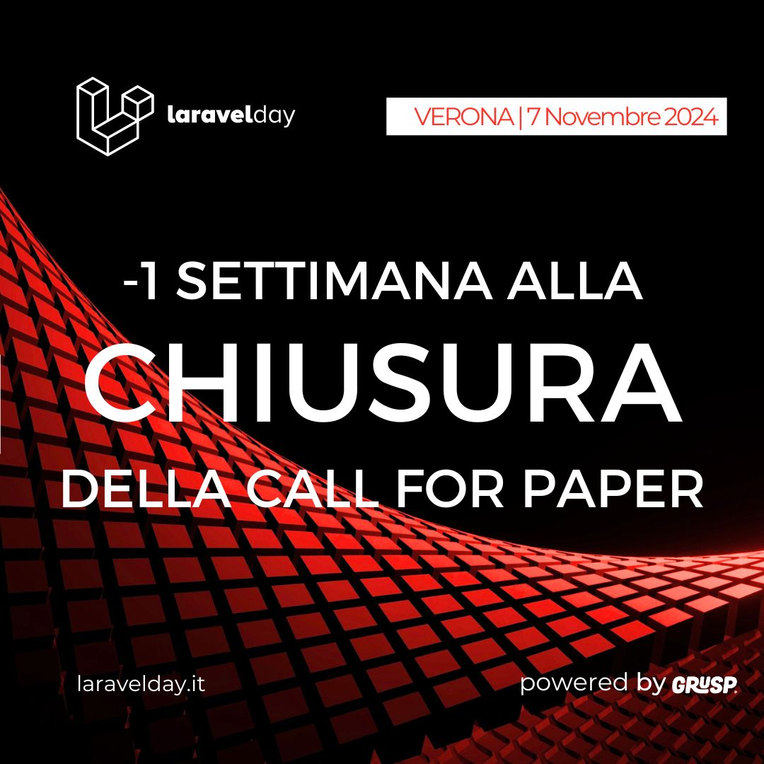 LaravelDayIt's tweet image. Sta per chiudere la #CFP di #Laravelday24!
Condividi con noi il tuo miglior case study: hai tempo fino al 30 luglio!
🔗bit.ly/4bN5S7T
#laravelday è la conferenza dedicata alla community italiana di #Laravel 
📆7 Novembre 2024 |📍Verona  
#laravel #PHP  #backend