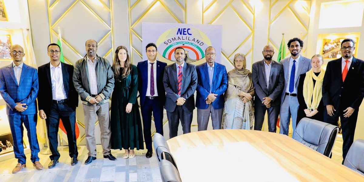 SLNECHQ's tweet photo. Somaliland NEC met today with a UK delegation led by Ilyas Malek, Head of British Offic for #Somaliland, to discuss preparations for the upcoming elections. Both parties pledged to work together to ensure a fair, free, and transparent process. #SL_Elections2024 https://t.co/KVRqpbwzov