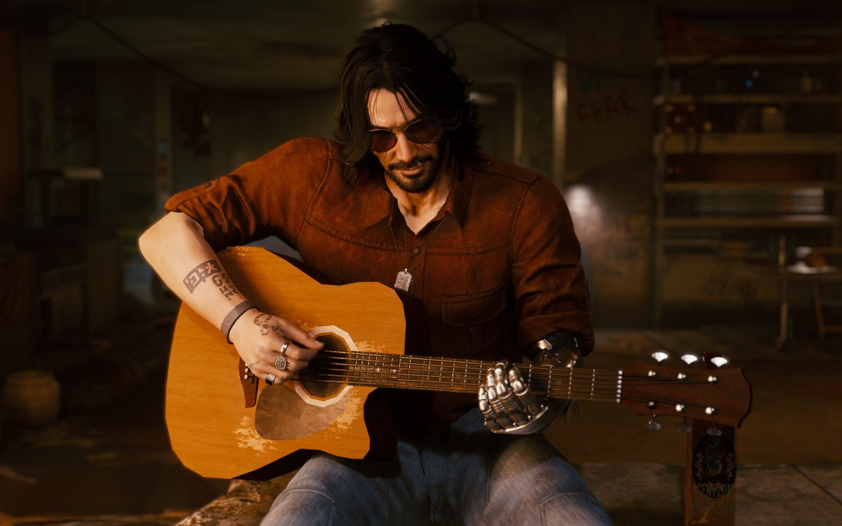 Hopaylight's tweet image. #VirtualPhotograhy #Cyberpunk2077PhotoMode #Silverv #JohnnySilverhand 
The last song🎵

Johnny's fabulous fluffy hair (upcoming!) by Nutboy
Preem chuckwalla workwear by @PinkyJulien77