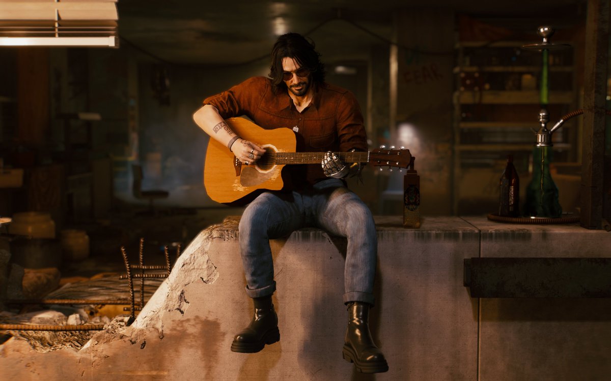 Hopaylight's tweet image. #VirtualPhotograhy #Cyberpunk2077PhotoMode #Silverv #JohnnySilverhand 
The last song🎵

Johnny's fabulous fluffy hair (upcoming!) by Nutboy
Preem chuckwalla workwear by @PinkyJulien77