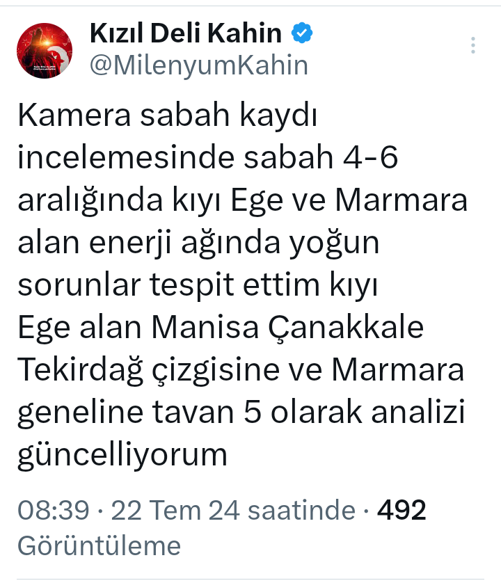 MilenyumKahin's tweet photo. Deprem Çanakkale 4.8 
Deprem tarafımızca önceden haber verildi, bilgimiz dahilindedir.
#KızılKahinGeneBildi https://t.co/AcL7VbpX4b