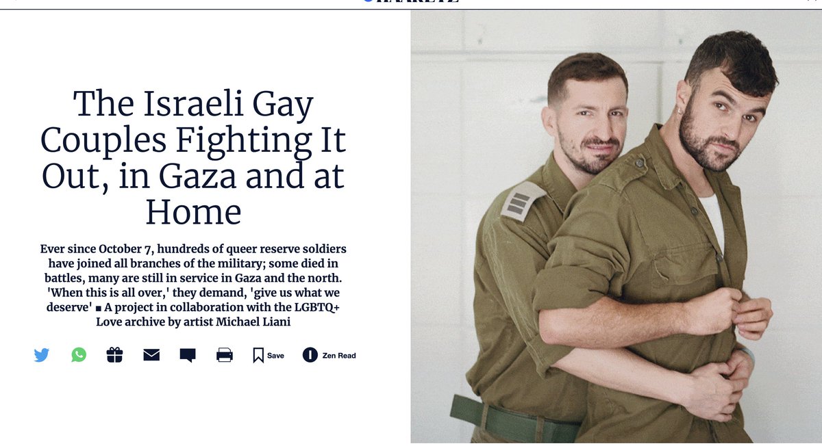If you're gay and want to participate in genocide, "Israel" is the place for you, according to this new pinkwashing feature in Haaretz. That's how they define "diversity": Everyone can take part in the extermination of the Palestinian "human animals."