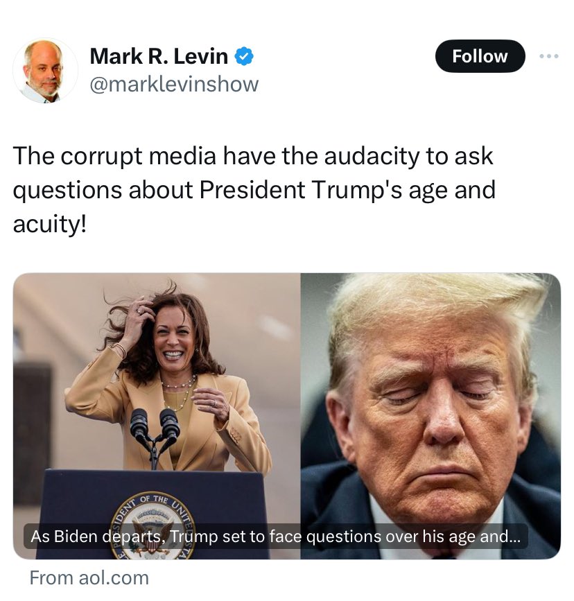 ArtCandee's tweet photo. AHAHAHAHAHHAAHAHAH!

MAGA is big mad that the media is now talking about Donald’s age and mental decline.

This is hilarious!

🍿 https://t.co/qvR461a49G