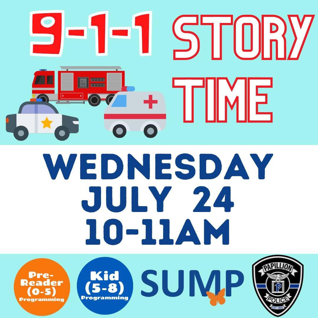 Officers Tackett and Boehmer will be reading for a special story time at <a href="/PapillionLib/">Papillion Public Library</a> this Wednesday at 10:00 am. We'll be singing songs, reading stories, and checking out the cruiser! 🚓