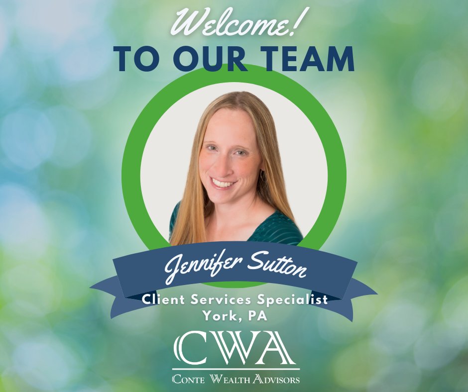 Please give a cheerful welcome to Conte Wealth Advisor's newest Client Services Specialist, Jennifer Sutton!

Welcome to the CWA Family!