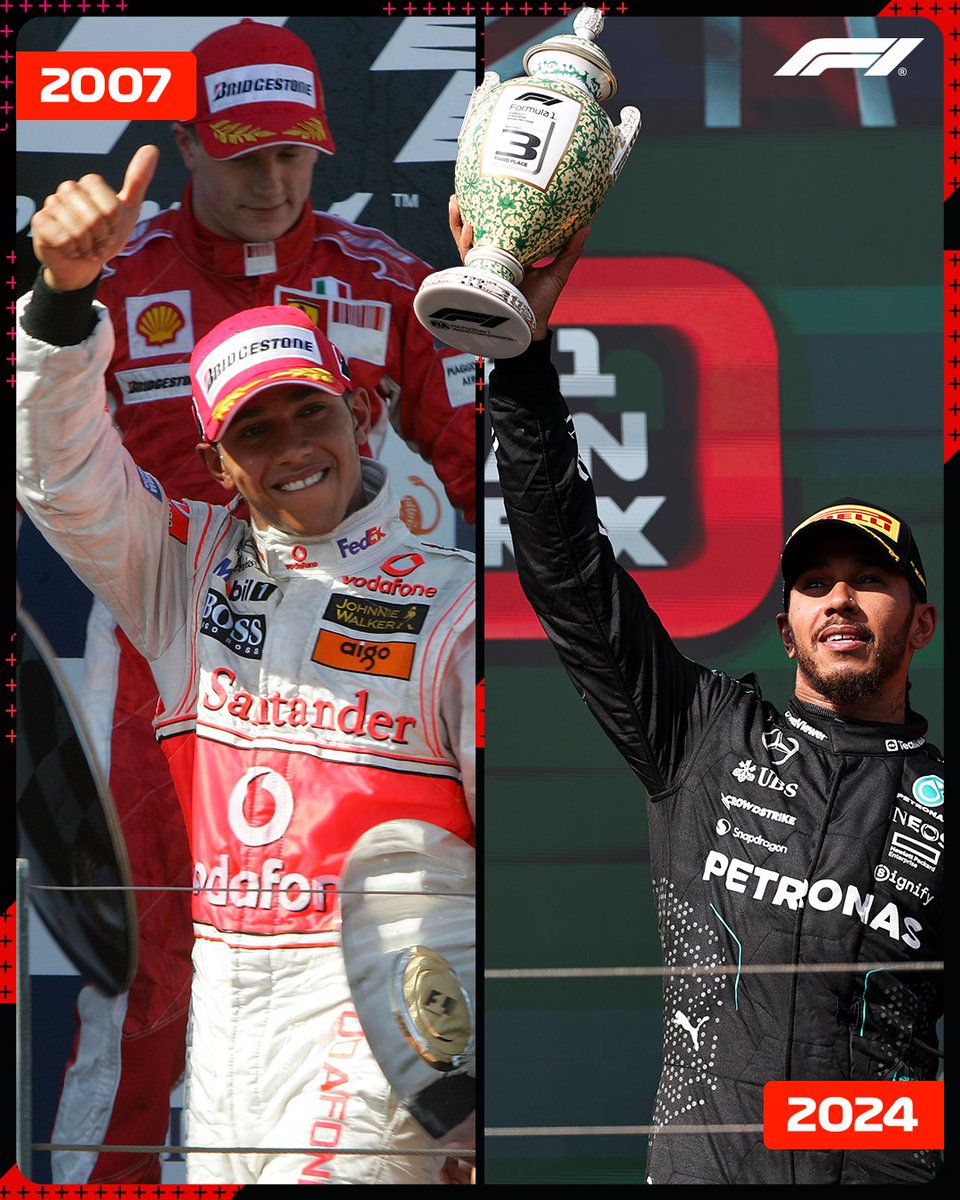 F1's tweet photo. 17 years, 200 podiums, the same legendary racer ✨

Lewis Hamilton keeps on extending his own records 👑

#F1 #HungarianGP https://t.co/MYijvvm9Vw