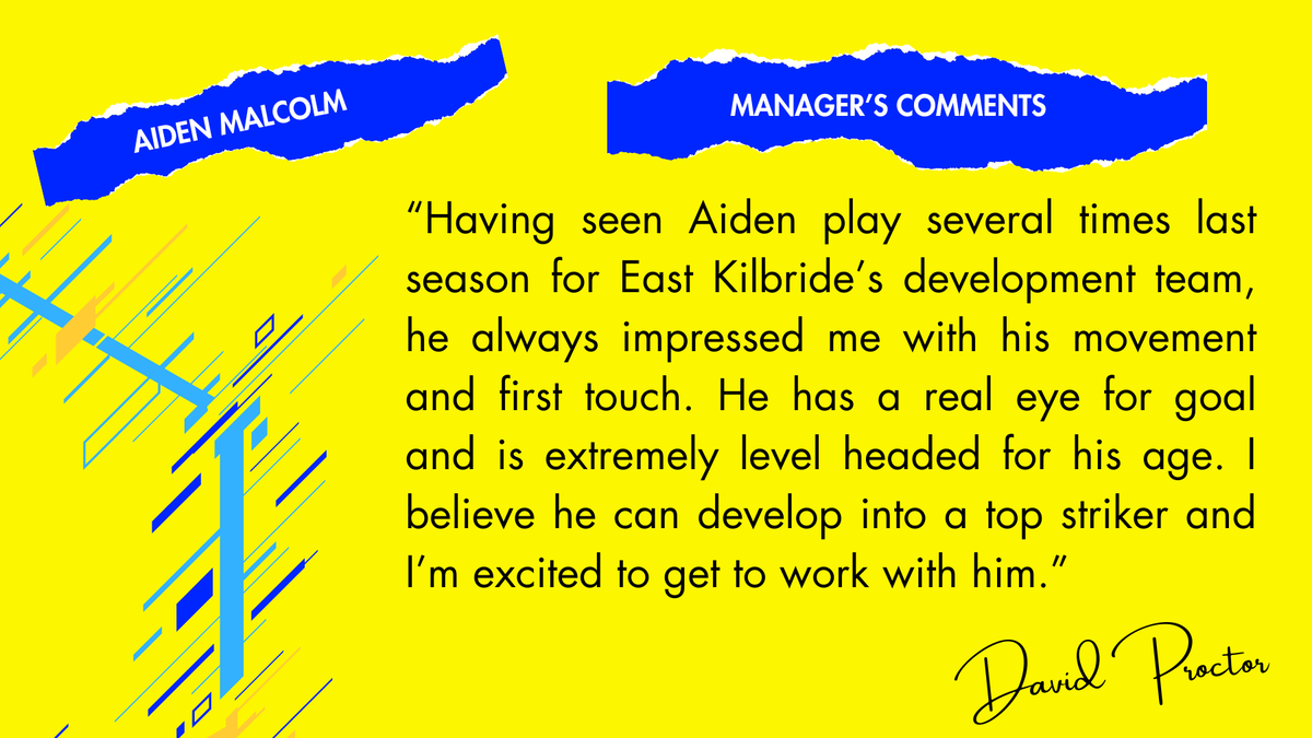 OfficialCColts's tweet photo. Aiden Malcolm

The club can now confirm the signing of young striker Aiden Malcolm from East Kilbride FC.  

Aiden will join up with the 1st team squad for the forthcoming season. 

Welcome to the club Aiden. https://t.co/1GCO6OmG8R