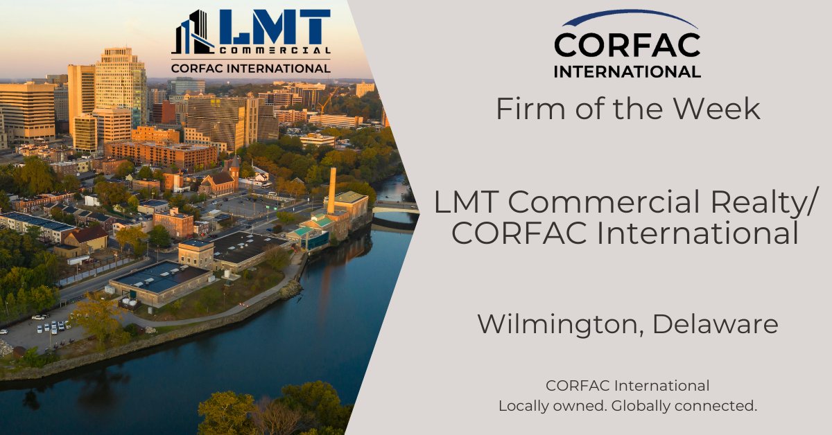 CORFACIntl's tweet photo. Doing business in Wilmington, Delaware? Connect with our local affiliate LMT Commercial Realty/CORFAC International https://t.co/W5XbaAnoBK #thinkCORFACfirst https://t.co/zEt6PGBiUG