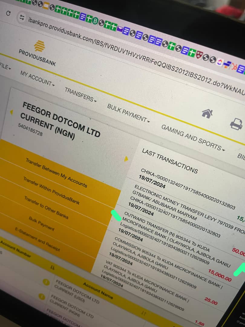 GASLAWS's tweet photo. @kudahelp_ng On the 19 of July, 15,000 (fifteen thousand naira) was sent to my account 2020249870 Olayiwola Ajibola Ganiu from FEEGOR DOTCOM LTD CURRENT (NGN) 5404185728 Providus Bank using web payment, but never reflect in my balance kindly help escalate and resolve, thank you.
@joinkuda https://t.co/w8XtGMV6fs