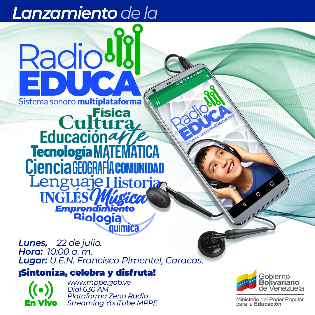 CDCDDiaz's tweet photo. ¡Sintoniza nuestro dial 630 AM!

Presentamos a Venezuela un nuevo logro. Con esta plataforma de difusión multimodal garantizamos el acceso a información innovadora para impulsar los procesos de transformación educativa en el país.

#GenteDePaz
@NicolasMaduro
@MPPEDUCACION https://t.co/3OcDCtQFPW
