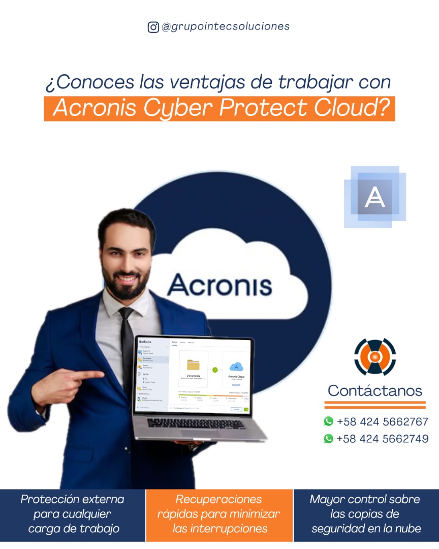 #AcronisCyberProtectCloud reúne en una sola solución, copia de seguridad y anti-malware, antivirus y administración de protección de #endpoints de próxima generación, basados en IA. Agrupa los mejores servicios y herramientas, integrados para hacer a su empresa más.