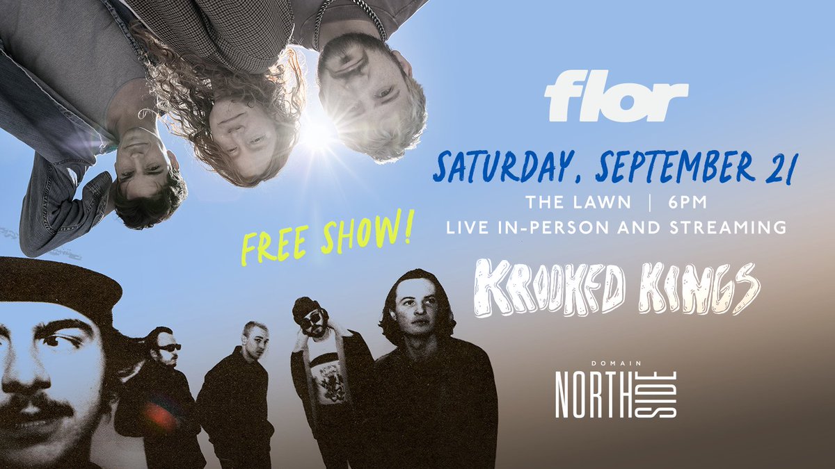 🎶 FREE CONCERT AT DOMAIN NORTHSIDE - KROOKED KINGS AND FLOR 🎶

Mark your calendars for Saturday, September 21st for a concert with #krookedkings and <a href="/flor/">f l o r</a>!