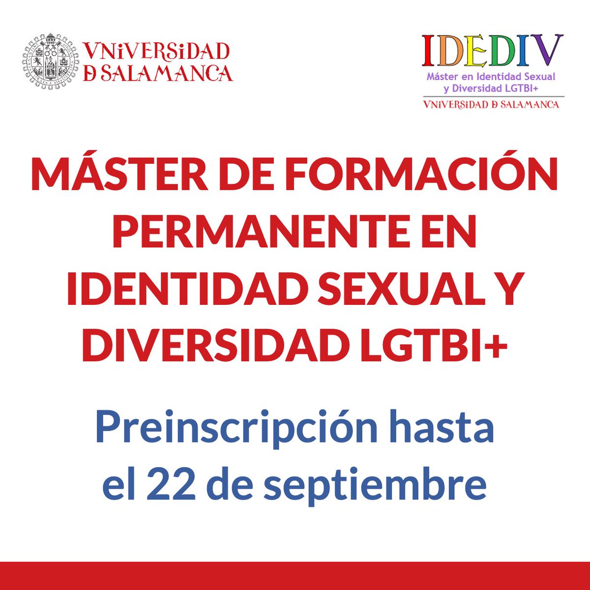 diversidadusal's tweet photo. Abierto el plazo de preinscripción en nuestro Máster para el curso 2024/2025 hasta el 22 de septiembre. ¡Infórmate y no pierdas la oportunidad! https://t.co/3ERTZd1Wbq