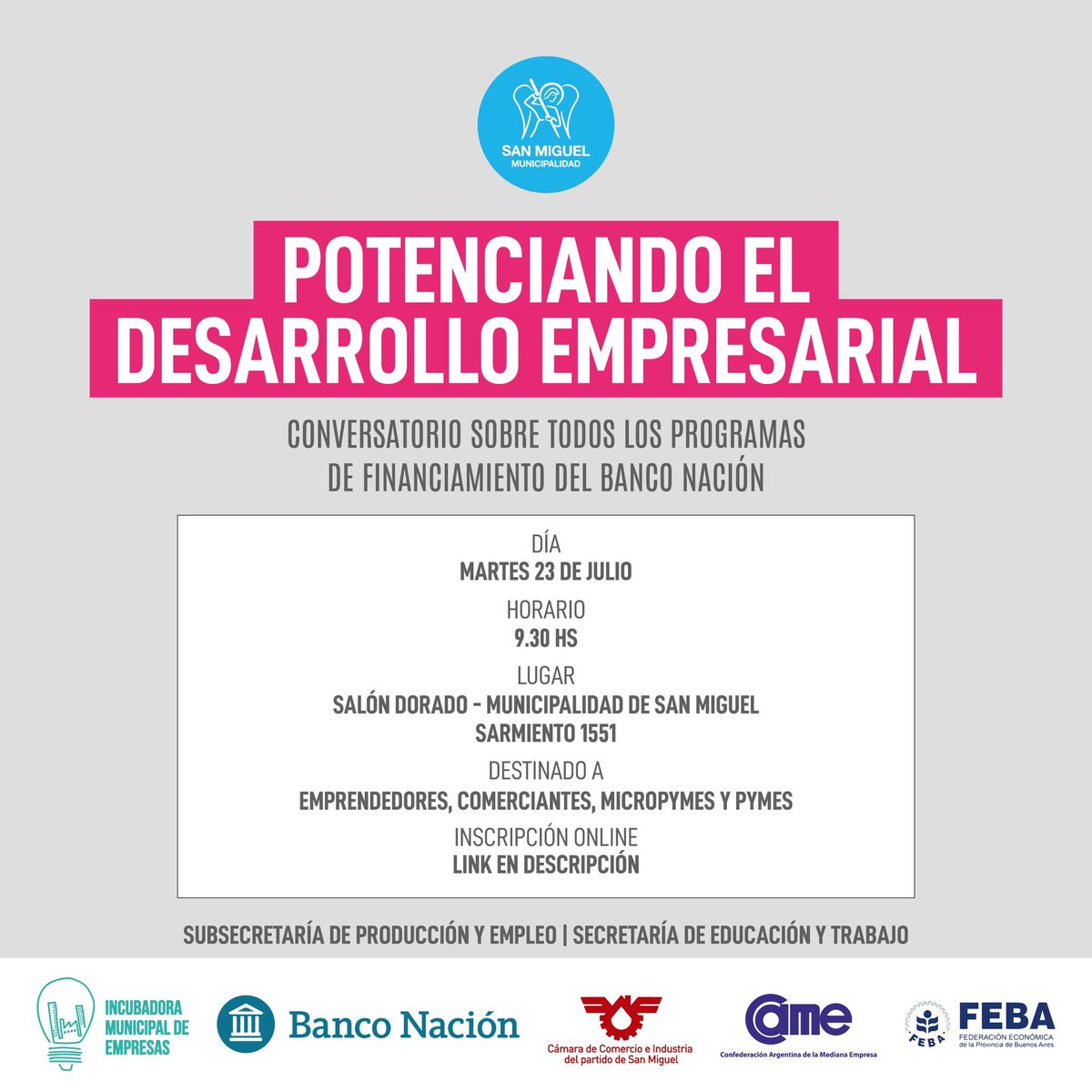 🙋🏻‍♀️ Abierta la inscripción🙋🏻‍♂️ INFORMACIÓN TODOS LOS PROGRAMAS DE FINANCIAMIENTO DEL BANCO NACIÓN🏭🏪

✅INSCRIPCIÓN: forms.gle/QVym35nENnKeEM…