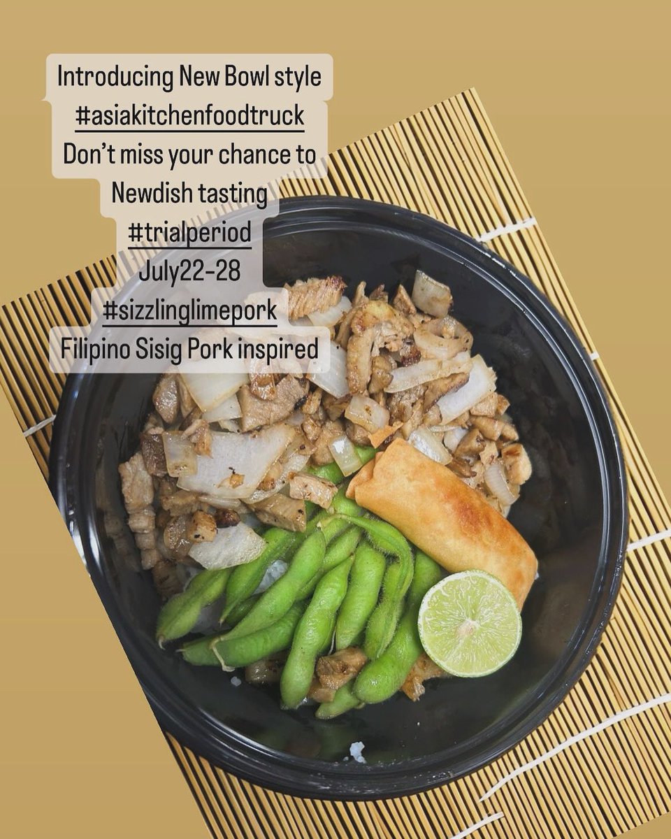 Asia Kitchen Food truck New Dish Alert.
The truck will be on campus Monday—Thursday 11:30-2pm. 
Don’t miss your chance “Sizzling LIME pork”