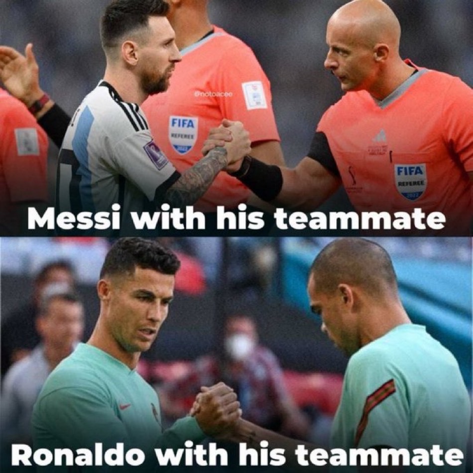 The difference between Messi and Ronaldo.