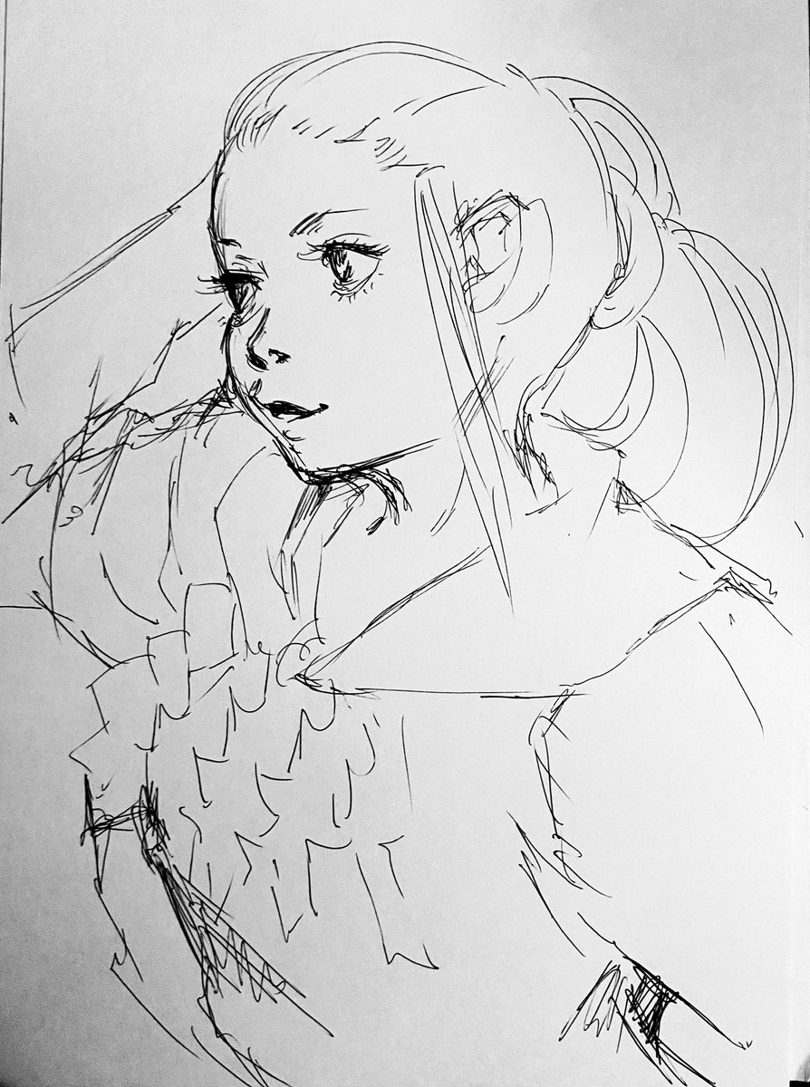 少し描きました。

夜勤の夜食休憩時に。
夜食は食べないので。

#イラスト #illustration #rkgk 