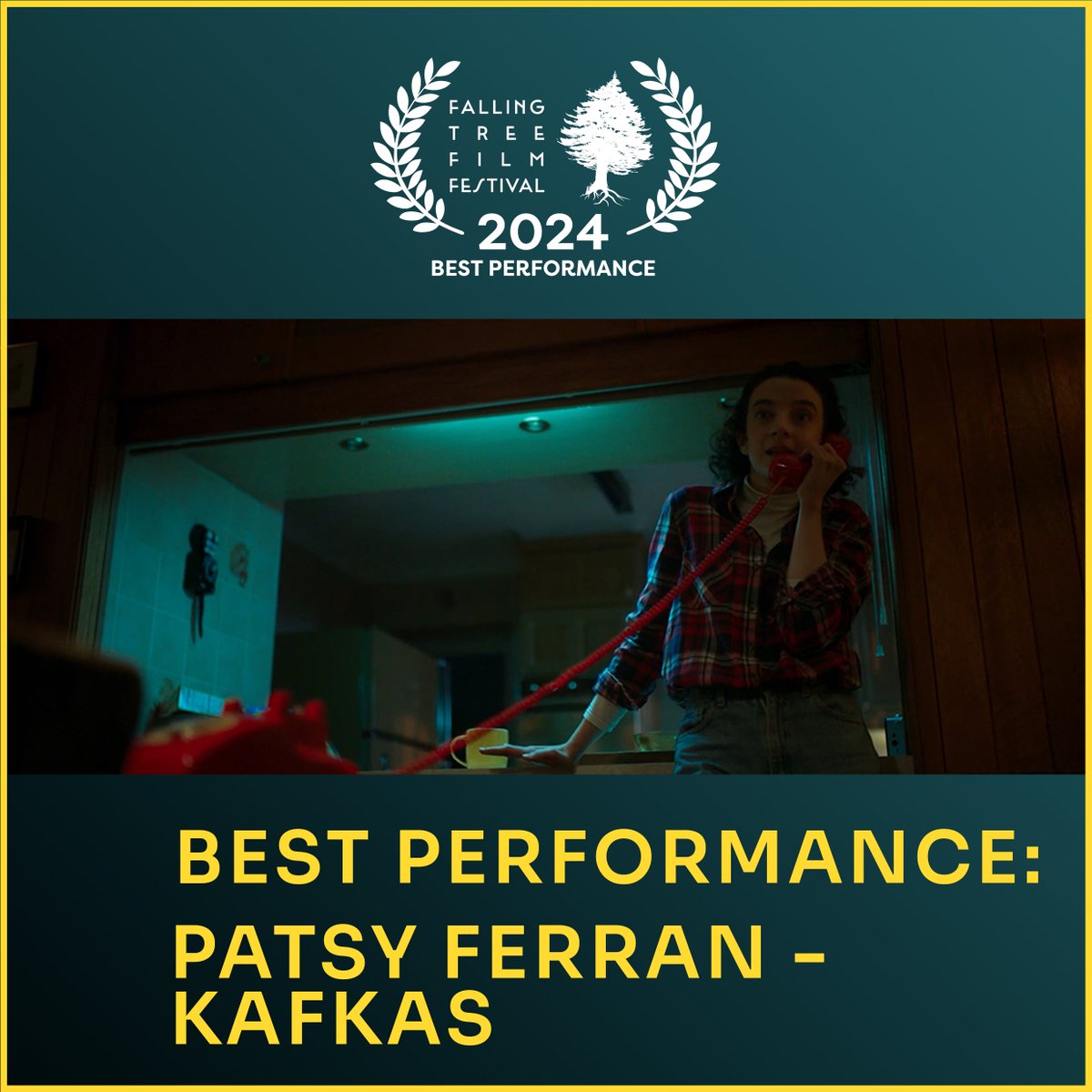 fallingtreeff's tweet photo. We are pleased to announce that the Award for Best Performance, voted for by our judges @MarBelle, Alice Shone, @lillcrawf and Alex Loprieno, goes to... 

Patsy Ferran of KAFKAS directed by Nick Blake

#FTFF1 https://t.co/dDbfOmutIT