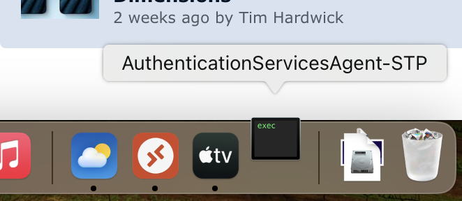 JackWellborn's tweet photo. @webkit Uhm… is this supposed to be showing up in my Dock and bouncing indefinitely? Seems to be related to Technology Preview. https://t.co/qWlFHZfbdc