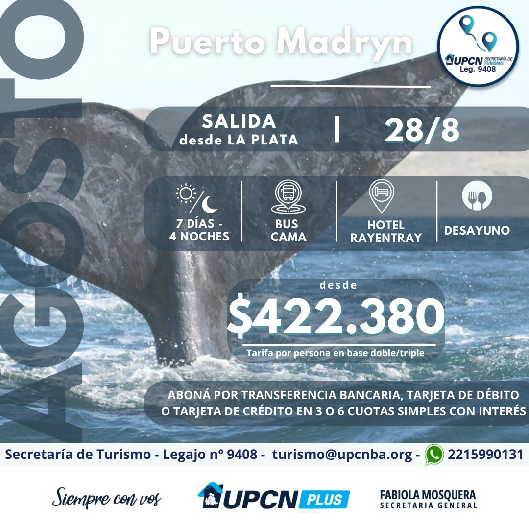 upcn_ba's tweet photo. #Turismo
#SalidasGrupales #Agosto
#UPCNBA
#FabiolaMosqueraSecretariaGeneral https://t.co/TrM1Vu8xlj