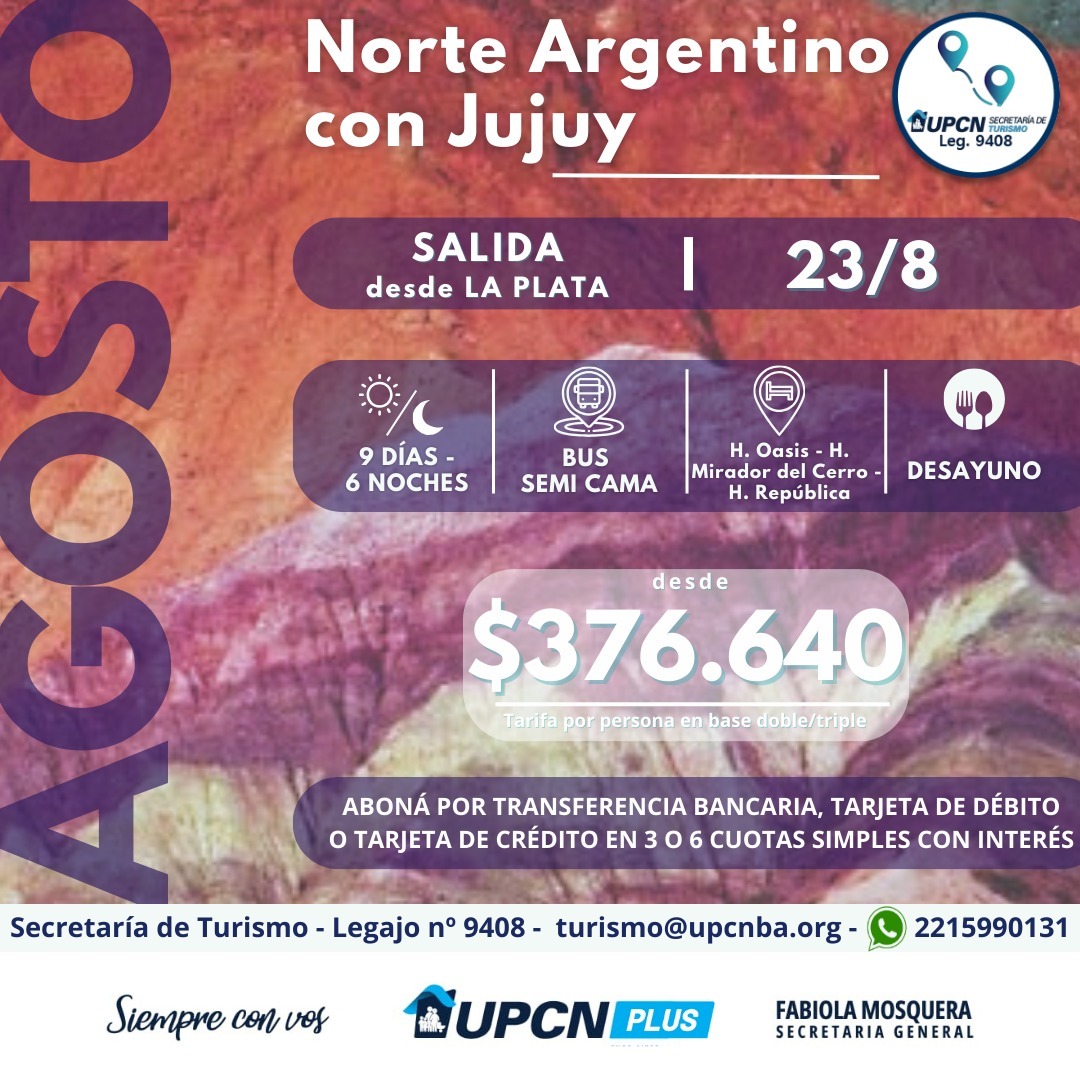 upcn_ba's tweet photo. #Turismo
#SalidasGrupales #Agosto
#UPCNBA
#FabiolaMosqueraSecretariaGeneral https://t.co/TrM1Vu8xlj