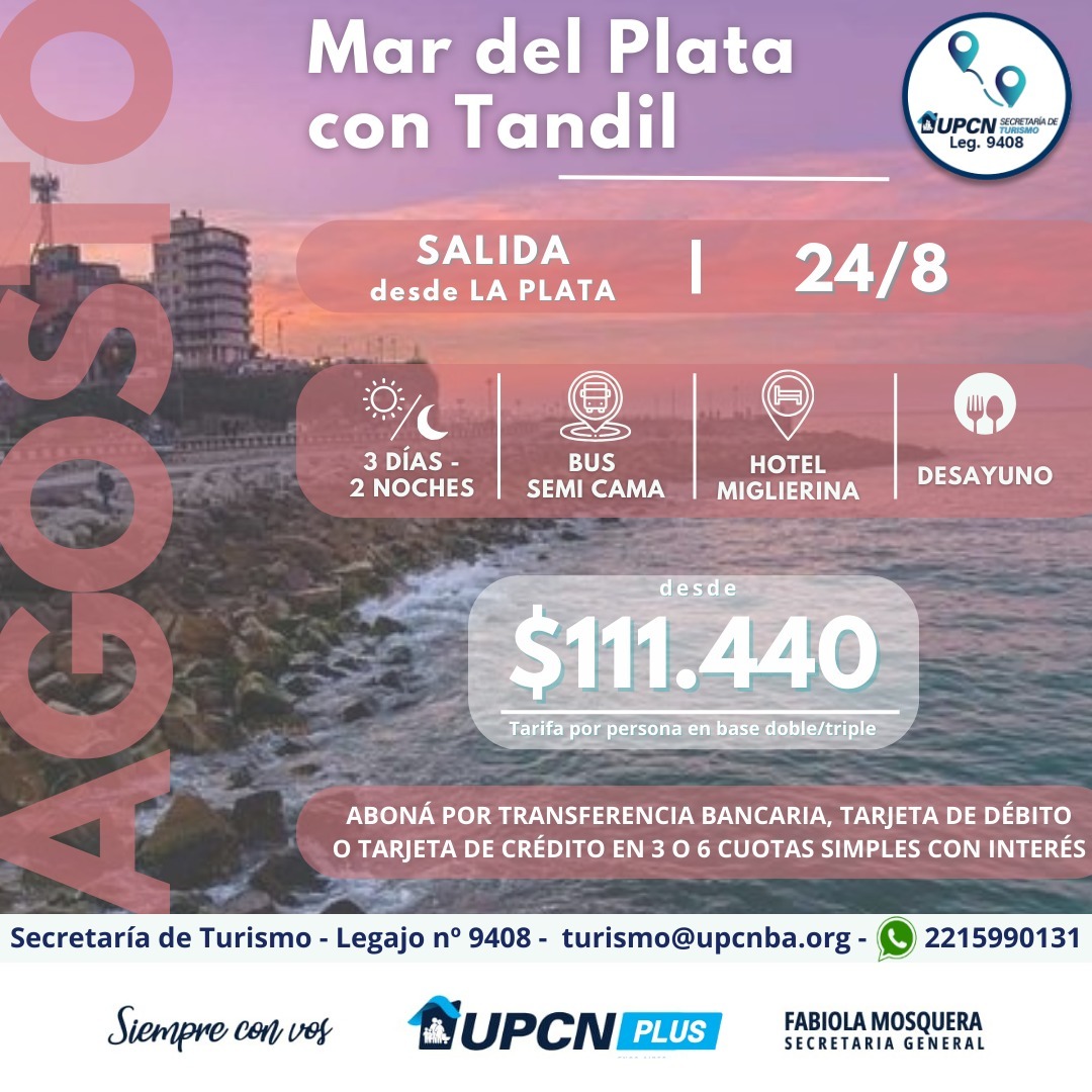 upcn_ba's tweet photo. #Turismo
#SalidasGrupales #Agosto
#UPCNBA
#FabiolaMosqueraSecretariaGeneral https://t.co/TrM1Vu8xlj