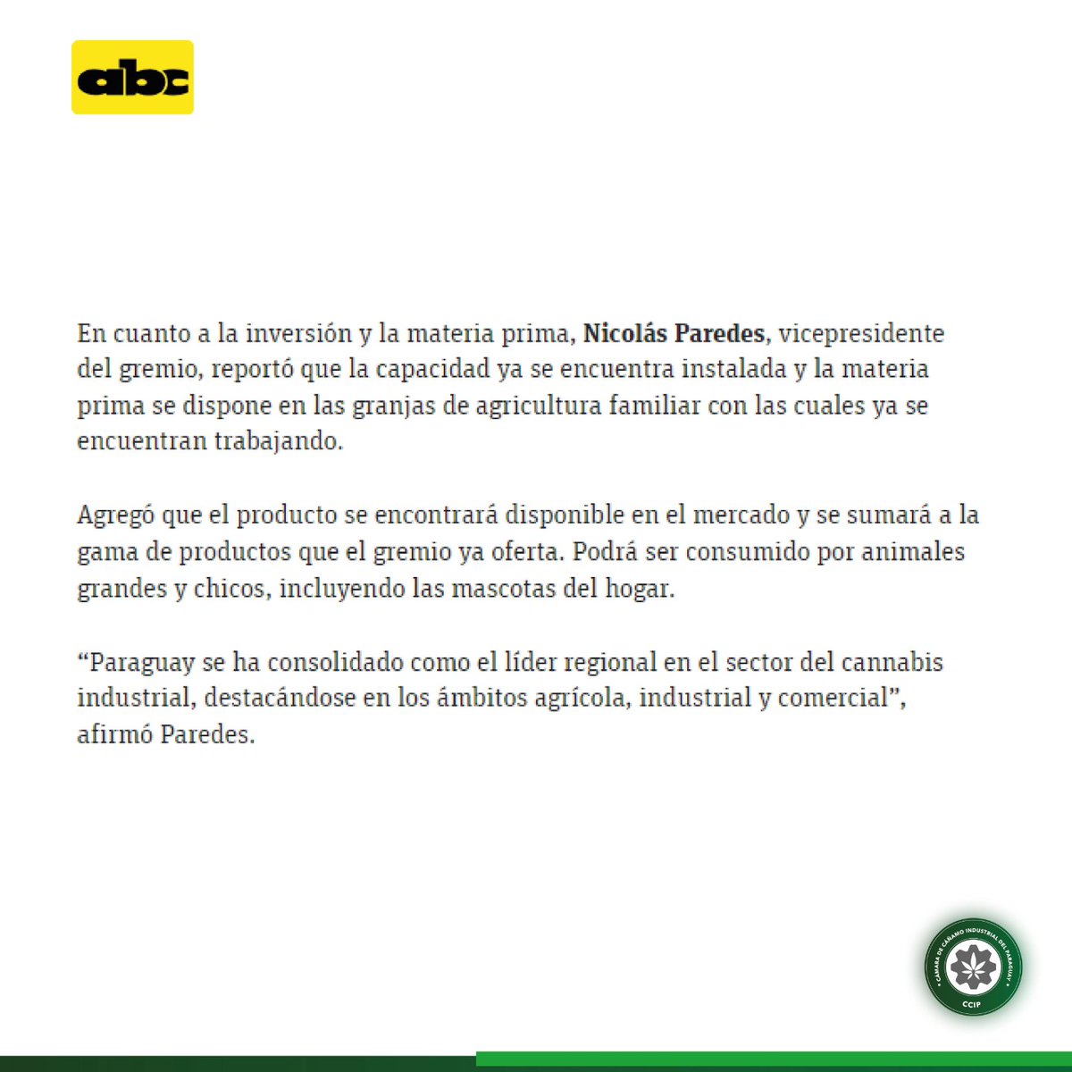 ccip_paraguay's tweet photo. Gran noticia! 

Gracias al trabajo conjunto con Senacsa, pronto lanzaremos balanceados para mascotas y equinos. 🐴🐶 

ABC Color ha reconocido este avance como un hito en nuestra industria.

 #Innovación #AlimentaciónAnimal #ABCColor #Senacsa https://t.co/7ELdQvgqwO