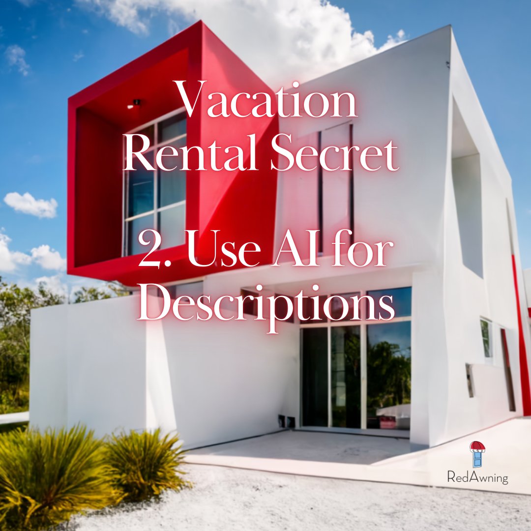 redawning's tweet image. Secret #2: Use ChatGPT to craft a compelling listing description. Prompt: "Write a description for a cozy 2-bedroom cottage near downtown with a beautiful garden and modern amenities, perfect for families and couples." #EngagingDescriptions #AirbnbTips #AI
