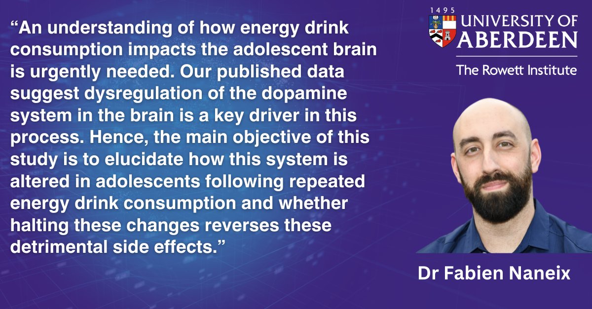 As a ban on selling #energydrinks to under-16s is put back on the policy agenda in England - @FabNaneix continues important work with <a href="/DThompsonlab/">Dr Dawn Thompson</a> on how they affect young brains and possible links to later substance abuse, thanks to a generous new grant from
<a href="/TenovusScotland/">Tenovus Scotland</a>