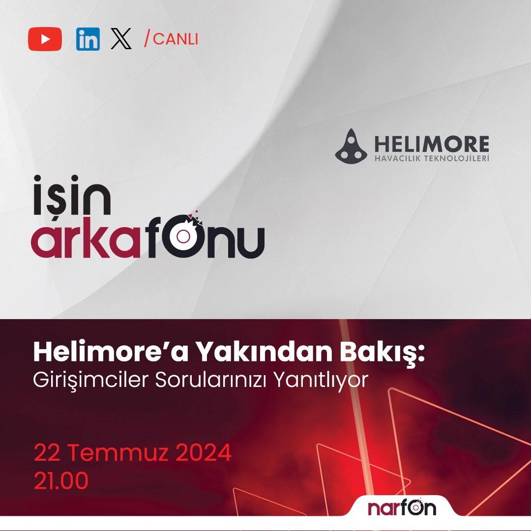 nar_fon's tweet photo. Nar Fon #isinarkafonu ‘nun konuğu #Helimore 22 Temmuz 2024 (Bugün) saat 21.00’da canlı yayında sorularınızı yanıtlıyor. 
@_helimore 

#isinarkafonu 21.00’da aynı anda Youtube, Linkedin, Twitter ve Facebook sayfalarımızda.

https://t.co/B6Lz2c1Yxt

#NarFon
#Helimore https://t.co/QIFqVLzH3s